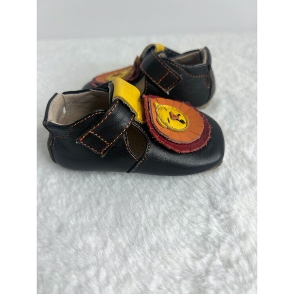 Handmade Leather Lion Baby Shoes Brown Soft Sole Walkers Hook Loop Strap - Picture 6 of 12